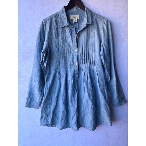 Denim & Supply Ralph Lauren Tops - Denim & Supply Ralph Lauren Cotton Linen Pintuck Tunic Shirt Light Wash Large